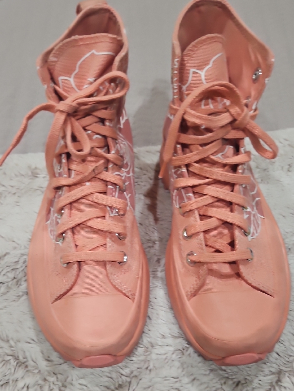 Converse Women's Lace-Up High Top Boots in Coral Pink